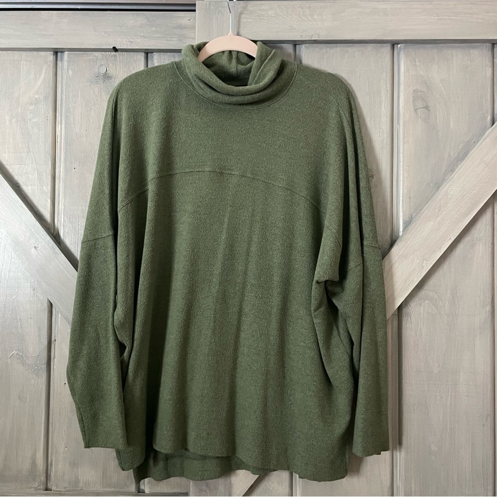 Aerie Forest Green Super Soft Slub Oversized Knit Long sleeve Top M - Picture 2 of 11
